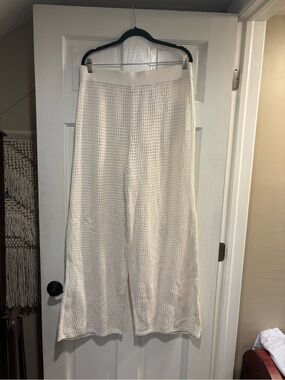 Abercrombie & Fitch Ivory Wide-Leg Knit Pants